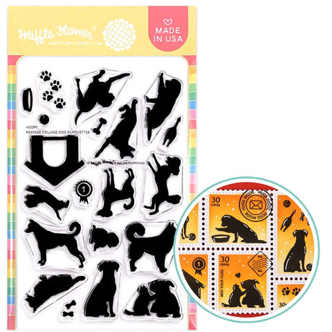 WAFFLE FLOWER: Postage Collage Dog Silhouettes | Stamp