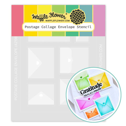 WAFFLE FLOWER: Postage Collage Envelope | Stencil