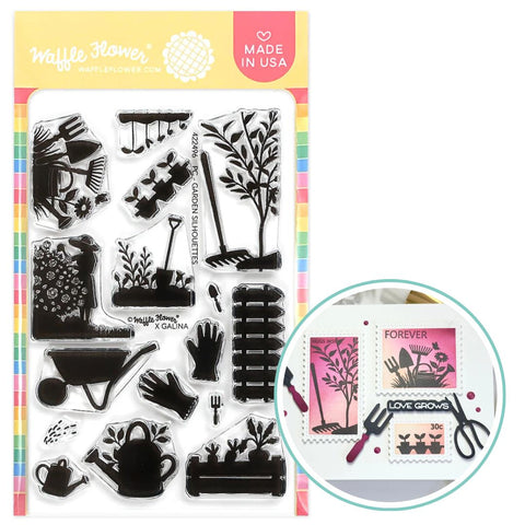 WAFFLE FLOWER: Stamp | Postage Collage Garden Silhouettes