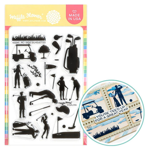 WAFFLE FLOWER: Stamp | Postage Collage Golf Silhouettes
