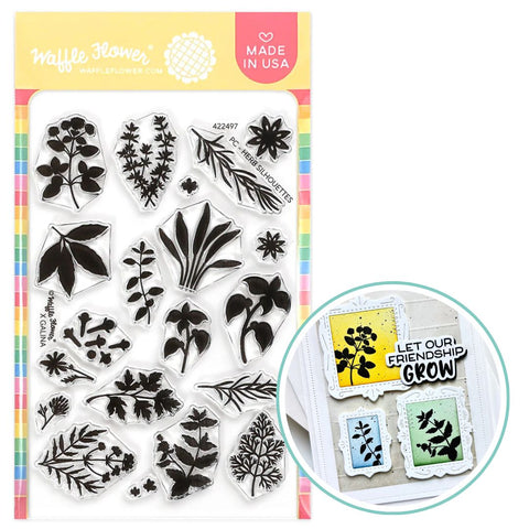 WAFFLE FLOWER: Stamp | Postage Collage Herb Silhouettes