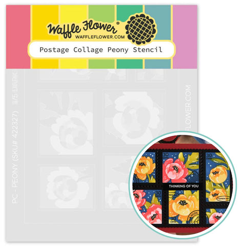 WAFFLE FLOWER: Postage Collage Peony | Stencil
