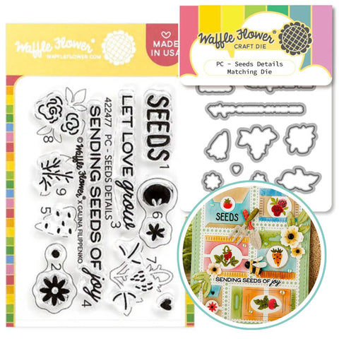 WAFFLE FLOWER: Stamp & Die Combo | Postage Collage Seed Details