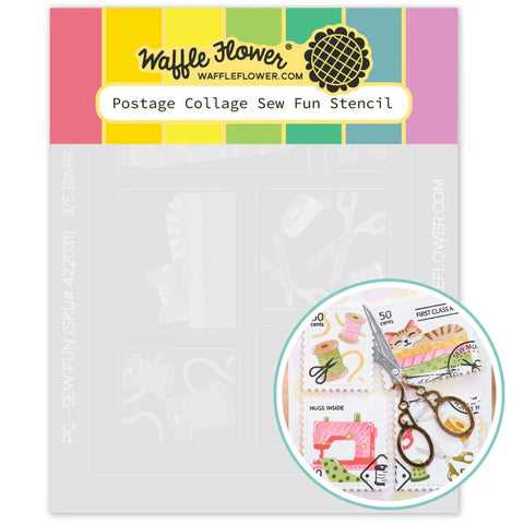 WAFFLE FLOWER: Postage Collage Sew Fun | Stencil