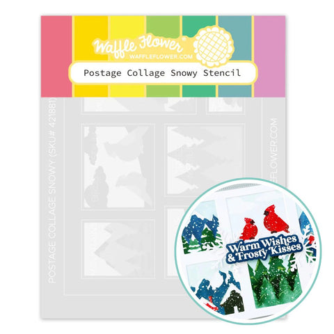 WAFFLE FLOWER: Postage Collage Snowy | Stencil