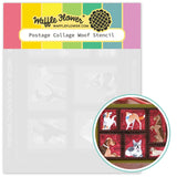 WAFFLE FLOWER: Postage Collage Woof | Stencil