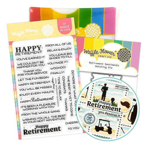WAFFLE FLOWER: Stamp & Die Combo | Retirement Sentiments