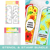 WAFFLE FLOWER: Round Floral Bookmark Duo | Combo Stencil & Stamp