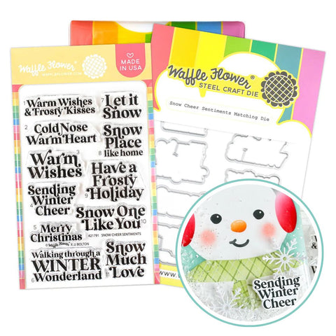 WAFFLE FLOWER: Snow Cheer Sentiments | Combo Stamp & Die