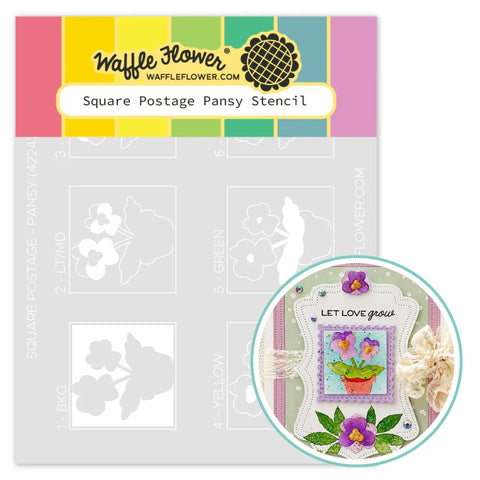 WAFFLE FLOWER: Stencil | Square Postage Pansy