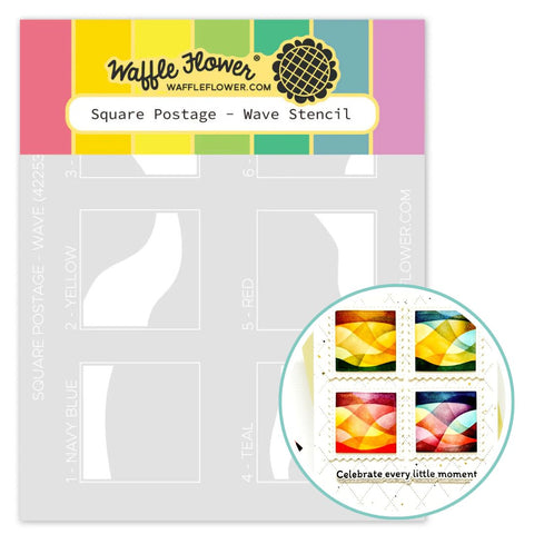 WAFFLE FLOWER: Stencil | Square Postage Wave
