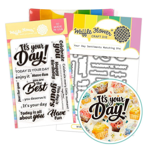 WAFFLE FLOWER: Stamp & Die Combo | Your Day Sentiments