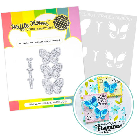 WAFFLE FLOWER: Multiple Butterflies | Combo Stencil & Die