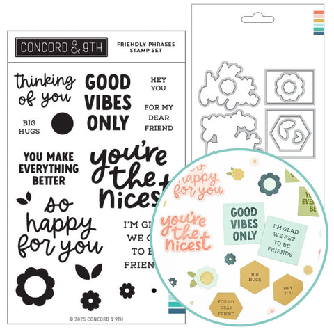 CONCORD & 9 th : Friendly Phrases | Stamp & Die Bundle