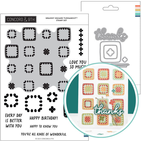 CONCORD & 9 th : Granny Squares Turnabout | Stamp & Die Bundle