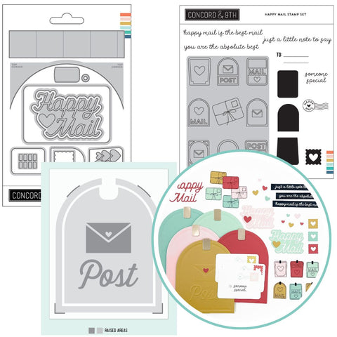 CONCORD & 9 th : Happy Mail | Stamp, Die & Embossing Folder Bundle