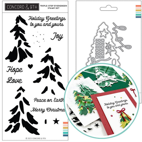 CONCORD & 9 th : Triple Step Evergreen | Stamp & Die Bundle