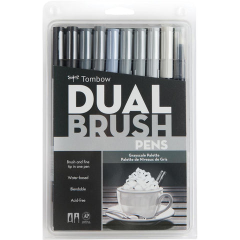 TOMBOW: Dual Brush Pens 10pk (Grayscale)