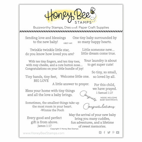 HONEY BEE STAMPS: Inside: Welcome Baby Sentiments | Stamp
