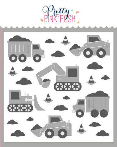 PRETTY PINK POSH:  Construction Trucks | Layered Stencil 3PK