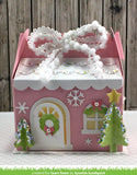 LAWN FAWN: Scalloped Treat Box Winter House Add-On Lawn Cuts Die